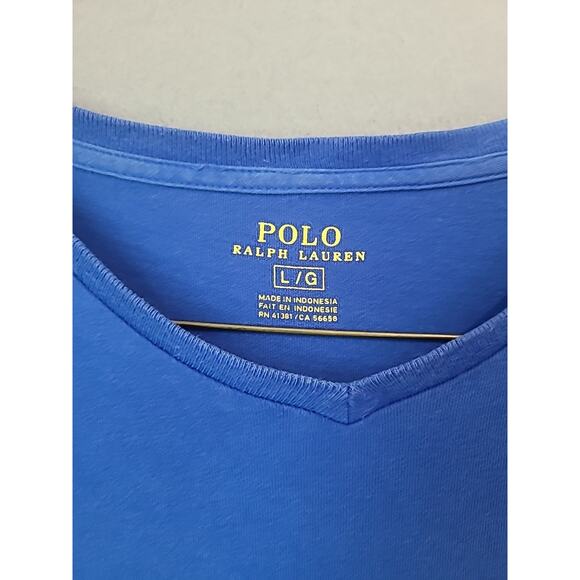 Ralph Lauren Men’s Cotton Polo V-Neck T-Shirt Royal Blue Large GUC - Picture 8 of 9